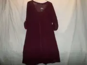 Torrid Mini Burgundy Chiffon (Slip underlay) Shirt Dress Size 00