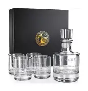 Declaration of Independence Patriotic Decanter Whiskey Glass Gift Set - 5 Pie...