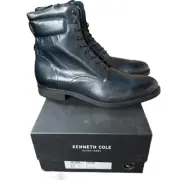 Kenneth Cole black lable blue combat lace up boots leather new in box size 13