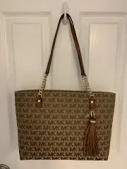 Michael Kors Jet Set EW Tassel Chain Tote/$248/NWT/Beige-Luggage