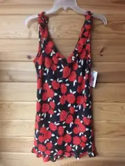 Josie By Natori Women's Sleeveless Nightgown Black With Roses Size Small NWT