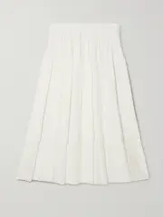 [The Row] The Row - Mirons Pleated Woven Midi Skirt - White - US12 US 12 White