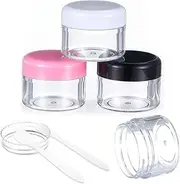 4Pcs Small Travel Containers Travel Jars for Creams, Travel Size Toiletries Containers Compact Leakproof Containers for Lotions, Makeup, DIY and Cosmetics (Black, White, Pink, Clear)