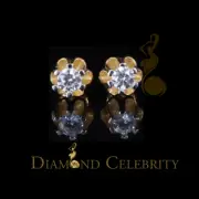 925 Silver CubicZirconia Yellow Round Shape 0.25ct Buttercup Stud Earrings Women