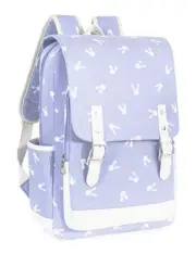 Cute Laptop Backpack Canvas Bag Daypack Satchel Purple Bunny L