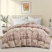 Joysoul California King Size Down Comforter with Paissley Floral- All Season Ultra Soft Goose Feather Fiber - Ultra Soft Household Collection Down Duvet Insert with 8 Corner Tabs 108" X 90"