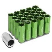 OPEN-END ALUMINUM GREEN 16 LUG+4 LOCK NUTS+ADAPTER M12X1.5 20MM OD/60MM TALL