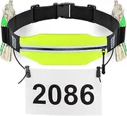 Slim Running Belt Race Number Belt Runners Pouch Triathlon Race Belt BIB Holder with 6 Energy Gel Loops for Workout, Jogging, Triathalon, Marathon, Running and Cycling, 04 Yellow, onesize, Sport
