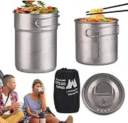 Hiking Cooking Kit - Camp Kitchen Utensils, Stainless Steel Camp Cookware | Nesting Camping Pots, Outdoor Cookware Set, Portable Folding Pot Set of 2 with Handle for Bushcraft Travel Rv Camping Colle