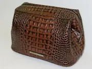 BRAHMIN Ultra Rare CHOCOLATE WHITNEY CROC MAX TRAVEL TOILETRY DOPP KIT NWT