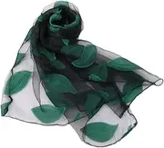 [kejlyouejn] Leaf Organza Scarf Long Shawl Lightweight Fashion Sheer Wrap for Ladies