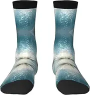 [EdWal] Soft White Lotus Flowers print Moisture Wicking Socks Sports Socks for Men and Women Warm thermal Boot Hiking Socks