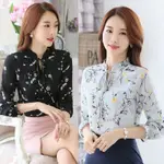 CHIFFON LONG SLEEVE SHIRTS WOMEN'S CASUAL PRINT FLORAL TOPS