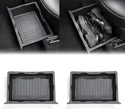 Seat Organiser Box for Tesla Model Y, 2 Pieces Storage Box TPE + ABS Double Concealed Organiser for Tesla Model Y Accessories Under Seat Organiser Under Front Seats Hidden Compartment