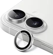 JETech Camera Lens Protector for iPhone 16 6.1-Inch and iPhone 16 Plus 6.7-Inch, 9H Tempered Glass Metal Individual Ring Cover, HD Clear, 1 Set (White)