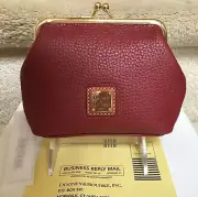 Dooney & Bourke Pebble Leather Large Frame Coin Purse in WINE