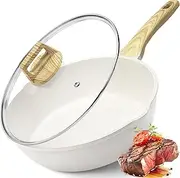 GiPP Sauté Pans Frying Pans 28 cm High Rim Non-Stick Wok Pan with Lid 4.5 L Granite Non-Stick Coating 28 cm Pan with Lid PFOS/PFOA-Free for All Hobs