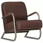 Sofa Chair Brown Real Leather Comfortable Lounge Sturdy Frame Stylish Design 60x