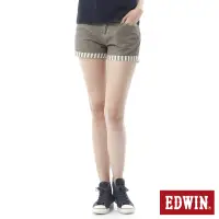 在飛比找Yahoo奇摩購物中心優惠-EDWIN MISS 503反摺條紋棉麻短褲-女-咖啡