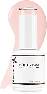 Nicedeco Builder Nail Gel 15ML 8 in 1 Builder Base Gel Clear Gel Nail Polish Strengthener Gel Hard Gel Builder Extension Nail Gel for Nail Art Design-002 Cruelty-free & Vegan