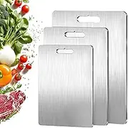 DULCE DOM 3pcs Cutting Board Set for Kitchen Titanium Stainless Steel Cutting Board Easy to Clean Suitable for Kitchen or Outdoor Camping