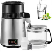 VEVOR Countertop Water Distiller, 1.1 Gallon/4L, 750W Stainless Steel Distilled Water Making Machine, Purifier Filter with Glass Collection, Distillin