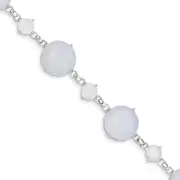 7.5 Inch Sterling Silver Blue Chalcedony Circle Bracelet