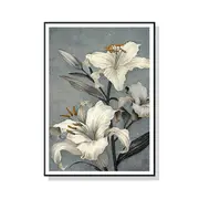 50Cmx70cm Floral Lily Ii Black Frame Canvas Wall Art