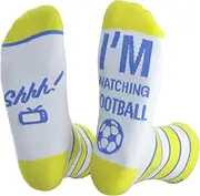 [Himozoo] Novelty Football Fan Calf-length Socks, I'D Rather be Watching Football Funny Socks for Men Football Lovers Gifts Size 6-11