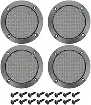 uxcell 4 Pcs 4inch Black Speaker Grill Mesh Metal Woofer Guard Protector Dust Cover Iron Gray Decorative Circle ABS Frame with Screws for Home Audio Car Speaker Replacement