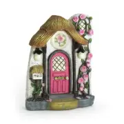 Rose Cottage Fairy Door w Glow in the Dark Lantern 1pc GO17933 Miniature Garden