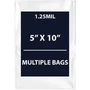 1.25Mil 5" X 10" | LDPE Clear Flat Poly Bags, Flexible & Durable | Multiple Bags