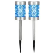 2Pcs Solar Power Outdoor Path Light Spot Lamp Yard Garden Lawn Landscape Lamps Blue