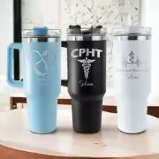 Personalized Pharmacy Tech 40oz Tumbler With Handle, PharmDRPh Insulated Tumbler