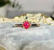 1.78 Ct Round Cut Natural Ruby Birthday Gift Ring14K solid Yellow gold