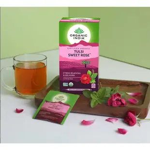 🍀有機印度牌🌹甜玫瑰 聖羅勒茶Organic India Tulsi Sweet Rose Tea圖爾西茶 紓壓茶花草茶