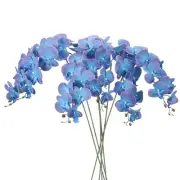 6Pcs 41" 9 Heads Artificial Orchid Stems Faux Phalaenopsis, Purple Blue