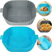 Air Fryer Silicone Liner Baking Pan Square 2 Pack, Air Fryer Liner, Reusable Air Fryer Liner Silicone Pan Oven Liner Baking Tray, Air Fryer Basket Silicone Pad Bowl Air Fryer Accessories Kitchen