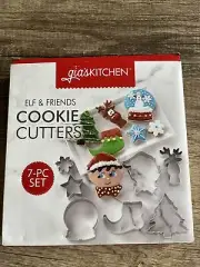 Gia's Kitchen Elf & Friends NEW Metal Christmas Cookie Cutters Set of 7 NIB