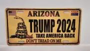 ARIZONA DON'T TREAD ON ME TRUMP 2024 T.A.B. METAL AUTO TAG LICENSE PLATE CUSTOM