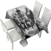 Artistic Pencil Drawing Venice Masked Woman Tablecloth