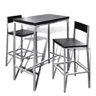 3 Pcs Modern Breakfast Bar Set 2 Seater Counter Height Compact Table And Stools