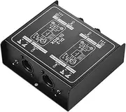 Peakloong 1 Pack DI-2 Audio Isolator Passive Audio DI Box Black Metal Audio Noise Canceller Guitar Isolator Resistor Anti-Noise Audio Converter
