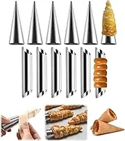 12 Pack Pastry Cream Horn Mold-Stainless Steel Cannoli Forms Tubes Kit Tube Cone Pastry Roll Horn Mold Baking Mould Tool for Cannoli Tubes (Cone&Tube)
