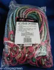 24" Tie Downs 10 Pack 9mm Assorted Colors Bungee Elastic Cords NEW Rope Strap