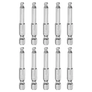 10pcs Ball End Hex Screwdriver Bit H4 Head 1/4" Hex Shank 2" Long Magnetic