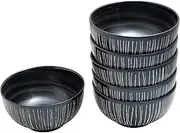 Chodokusa Black Okonomi-Don, 6.3 inches (16 cm), Value Set of 6 (Amazon.co.jp Exclusive) Sanuki Kakikomi, Multi-use, Kyodon, Tendon, Set Meal Restaurant, Udon, Soba, Donburi, Mino Yaki, Made in Japan