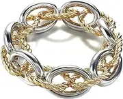 [Generic] Thick Twist Chain Bracelets for Women Men Statement Two Tone Chunky Metal Chain Bracelet Chic Jewelry