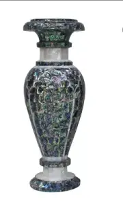 15'' Marble Flower Vase Pot Mosaic inlay Stone random paua shell decor home