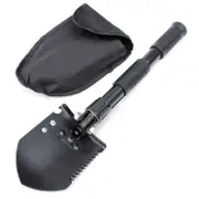 Nevenka Military Folding Shovel Survival Camping Snow Shovel Adjustable Angle with Shovel Bag-Black